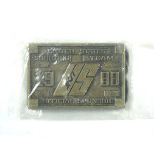 US Olympic Shooting Team Belt Buckle Vintage 1988 Brass South Korea
